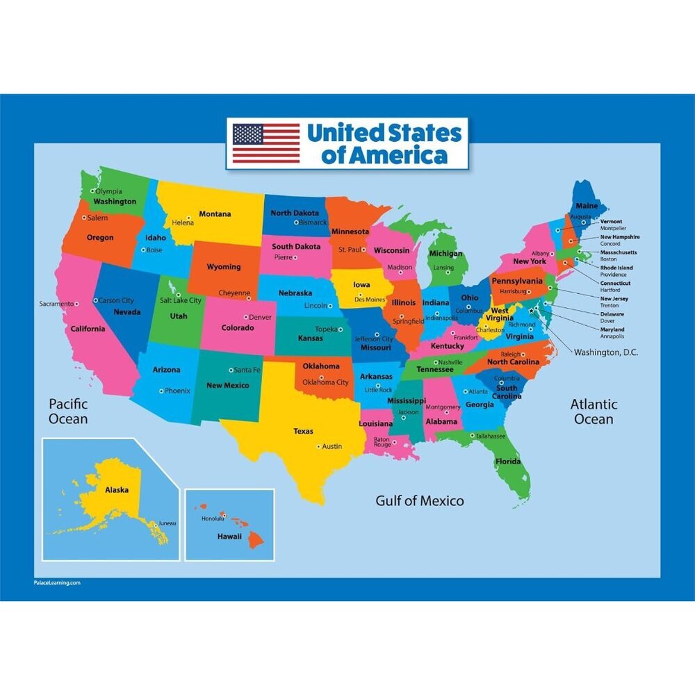 Map for Kids - LAMINATED - Wall Chart Map 18" x 24"